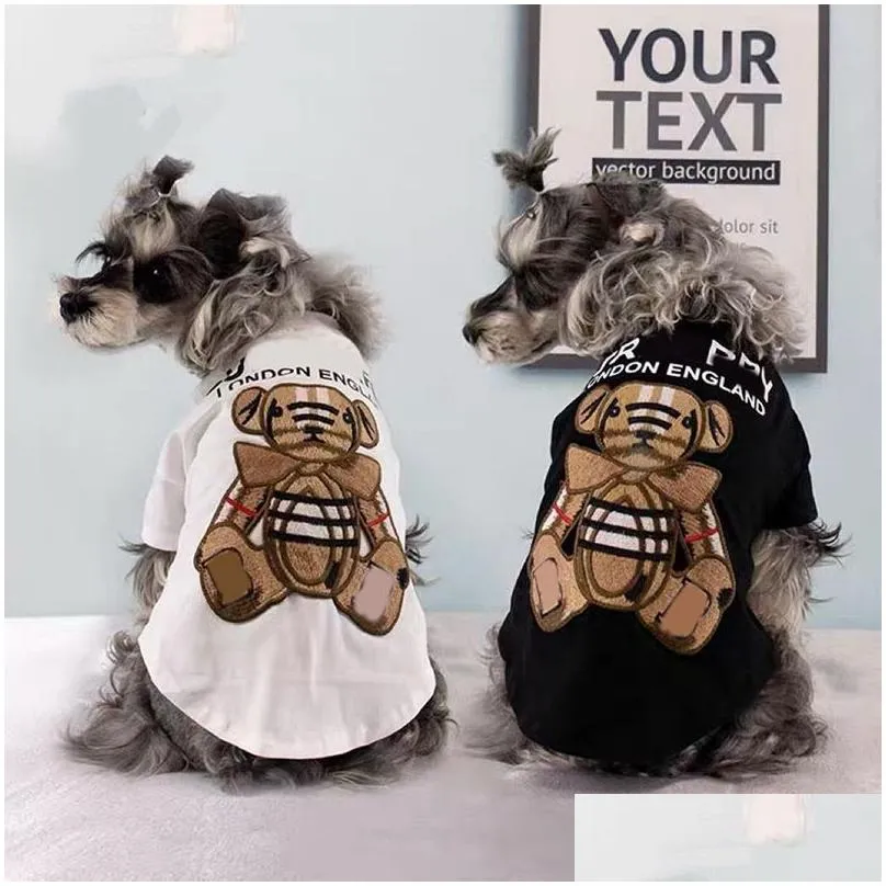 Hondenkleding Zomer Dierenkleding Designerjas Teddy Poedel Luxe Puppy Mode T-shirt Beer Gedrukt Letter Puur Katoen Drop Leveren Dhwqx