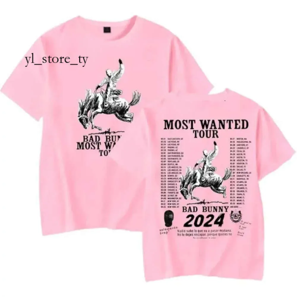Bad Bunny Most Wanted Tour 2024 Hohe Qualität Stilvolle Männer T Shirt Frauen Männer Sommer Mode Oansatz Kurzarm Vintage T Shirtdesigners Kurzarm 9511