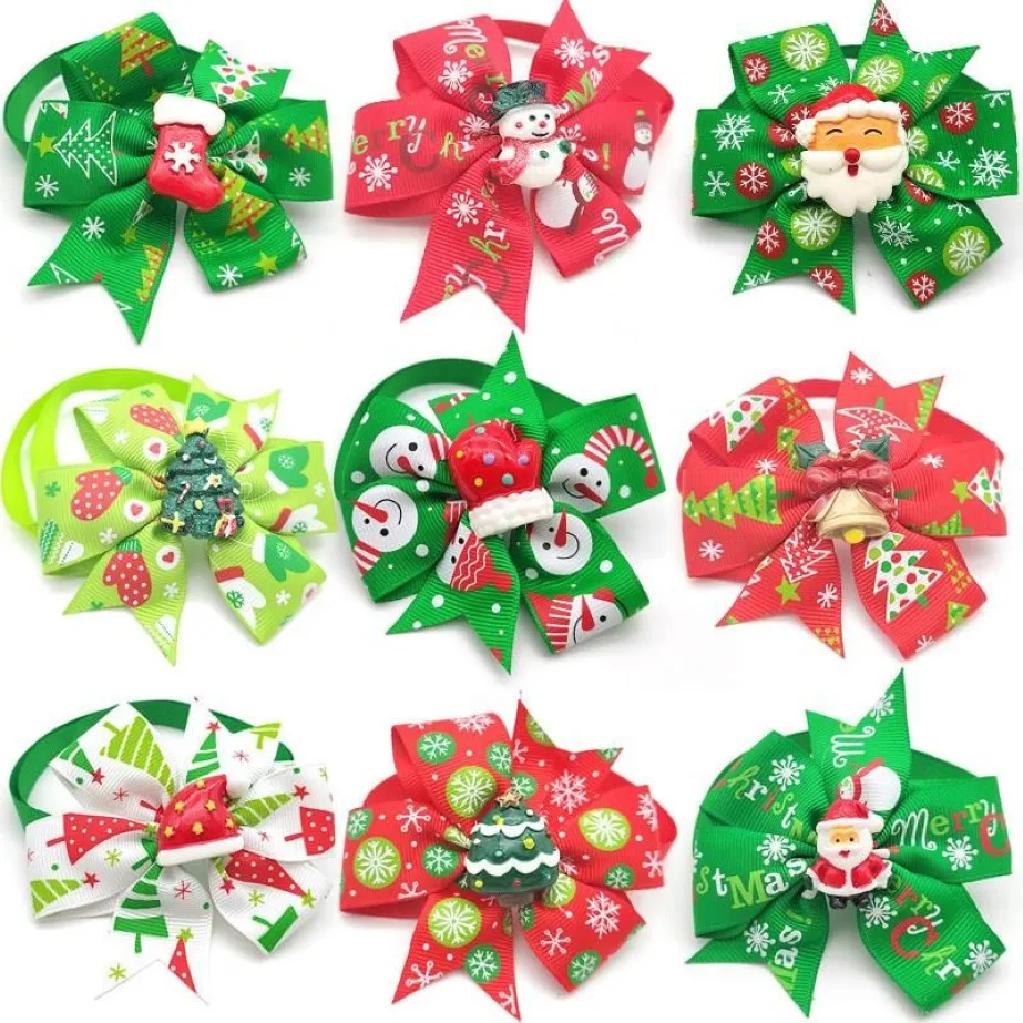 30 50 Pc Christmas Pet Dog Accessories Puppy Bow Ties With Xmas Cat Bowtie Necktie Small Apparel282z