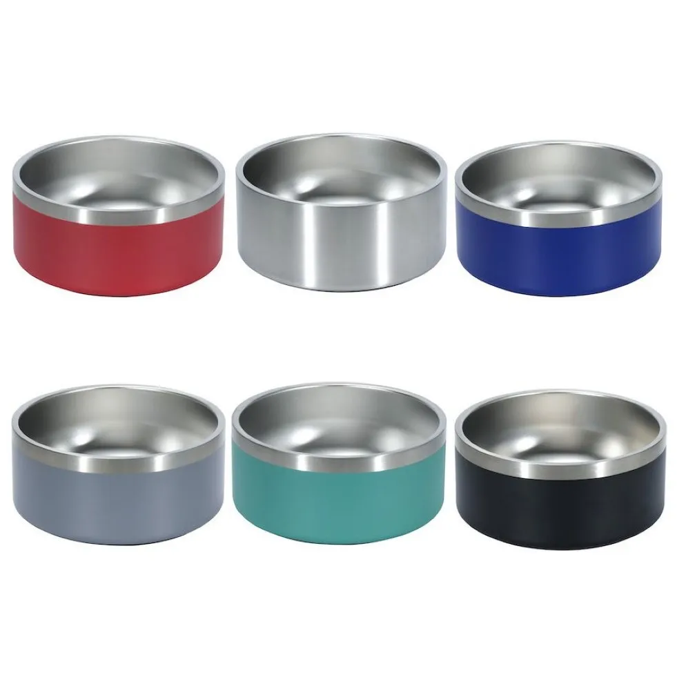 الكلب حيوان أليف طعام حاوية الحساء وعاء المغذيات بومر جولة الفولاذ المقاوم للصدأ 6 ألوان 32 أوقية 1PC177S