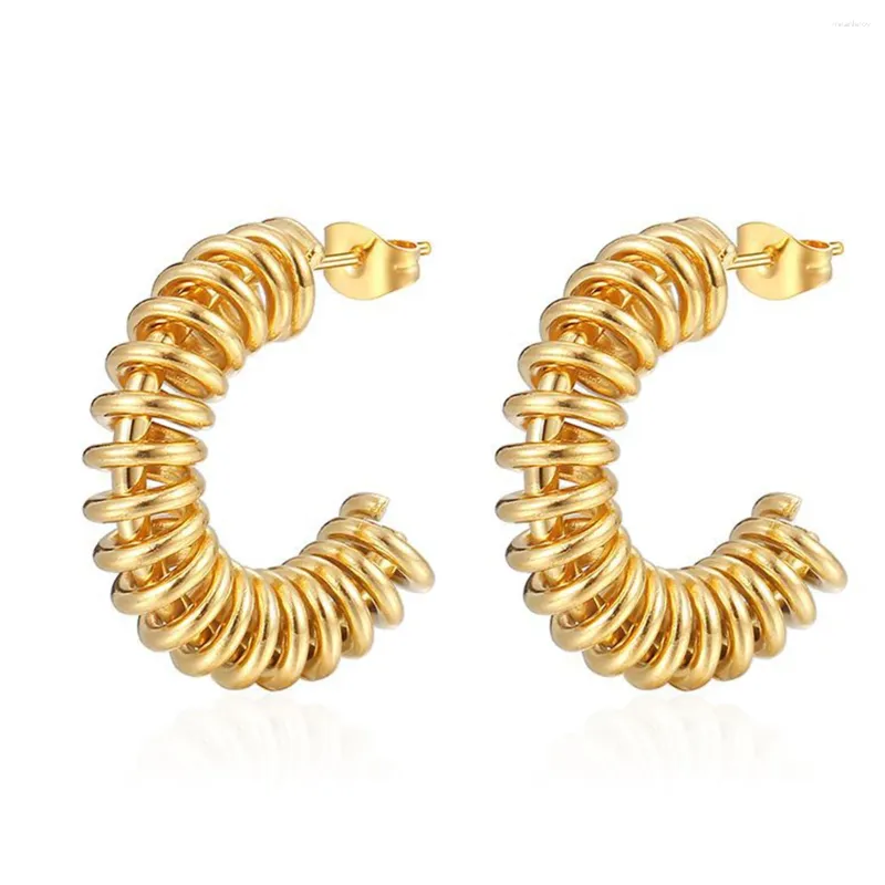 Boucles d'oreilles en acier inoxydable, 1 paire, cerceau torsadé en spirale, creux, Vintage, Punk, fête pour femmes, bijoux cadeau, vente en gros