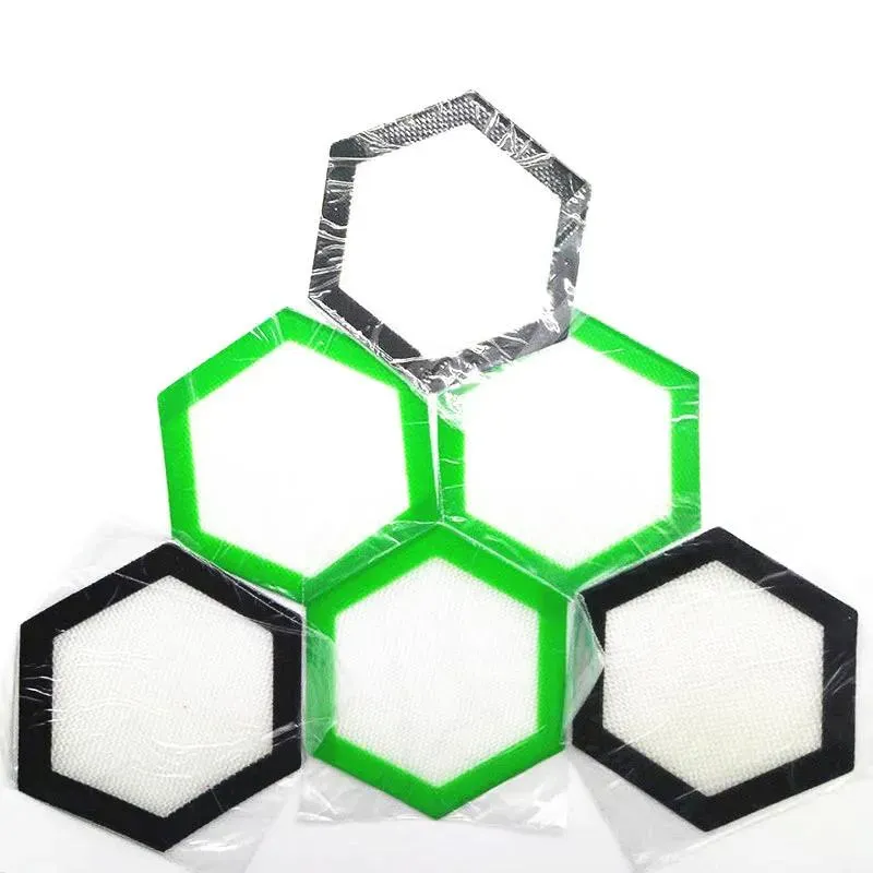 Quality FDA food grade reusable non stick concentrate bho wax slick oil Hexagon shape heat resistant fibreglass silicone dab mat DH9586