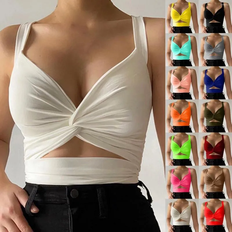 Vrouwen Tanks 2024 Sexy Vrouwen Crop Tops Dames Vest Casual Hemdje Buis Low Cut Elastische Strakke Rug Lace Up top Jarretel