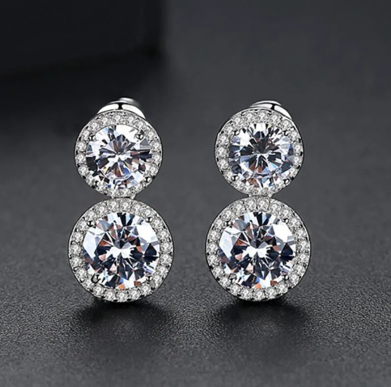 2024 Choucong Ins Top Vente Boucles D'oreilles Bijoux De Luxe En Argent Sterling 925 Coupe Ronde Blanc 5A Zircon Cubique Améthyste CZ Diamant Fête Élégante Femmes Boucle D'oreille Cadeau