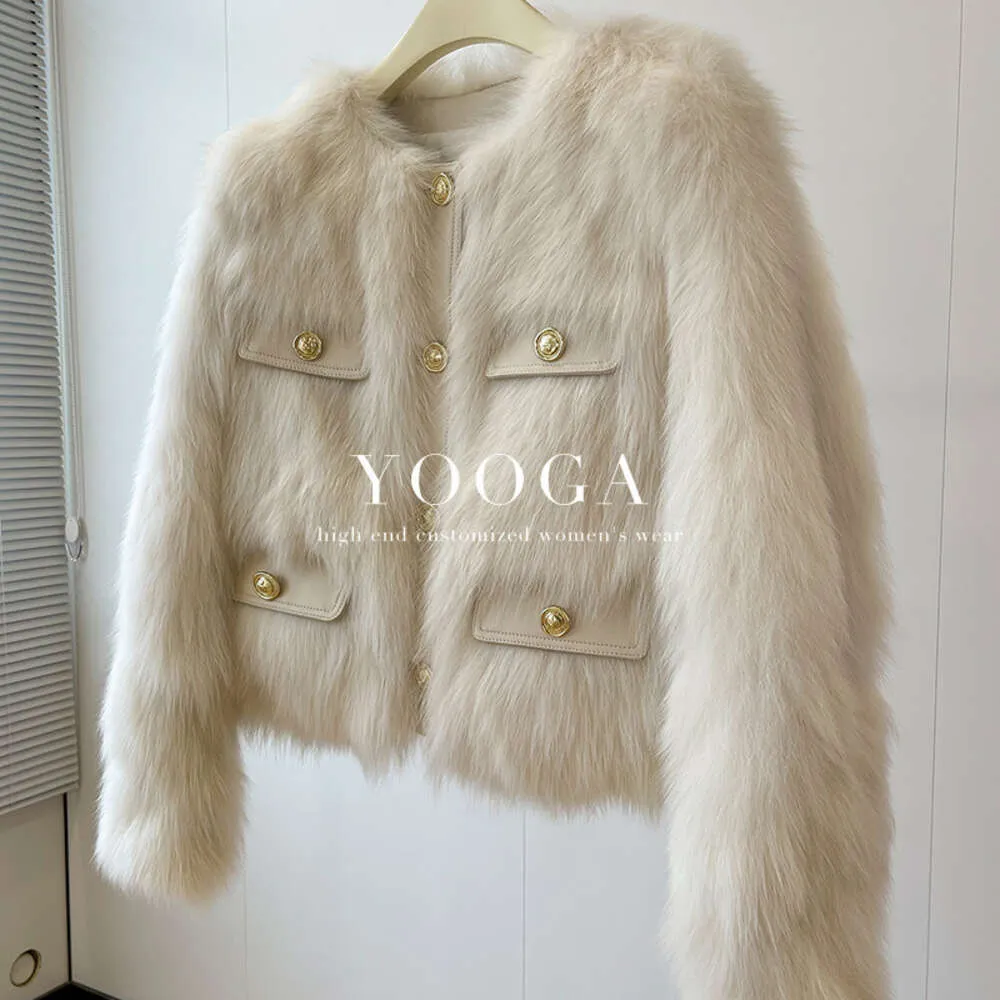 Novo Xiaoxiangfeng outono/inverno 2023 casaco de grama de raposa inteira feminino curto pele jovem integrado topo 7310