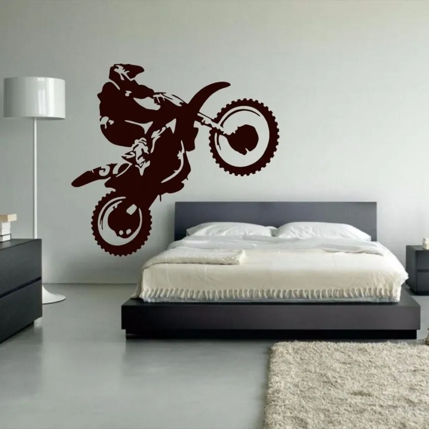 Motocross Vinyl Wandaufkleber Motorrad Moto Wandtattoos Aufkleber Für Wohnzimmer Schlafzimmer Dekoration Dirt Bike256S