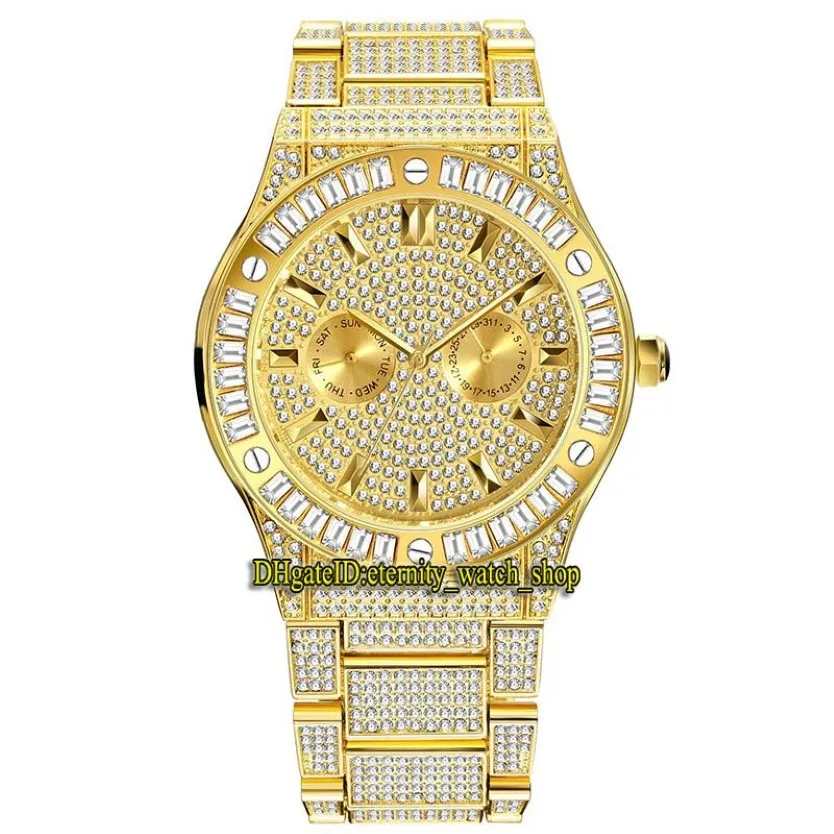 MISSFOX eternity V316 Hip hop Moda Uomo Orologi CZ Diamante intarsiato Quadrante Movimento al quarzo Orologio da uomo Ghiacciato Grandi diamanti Lunetta All303W