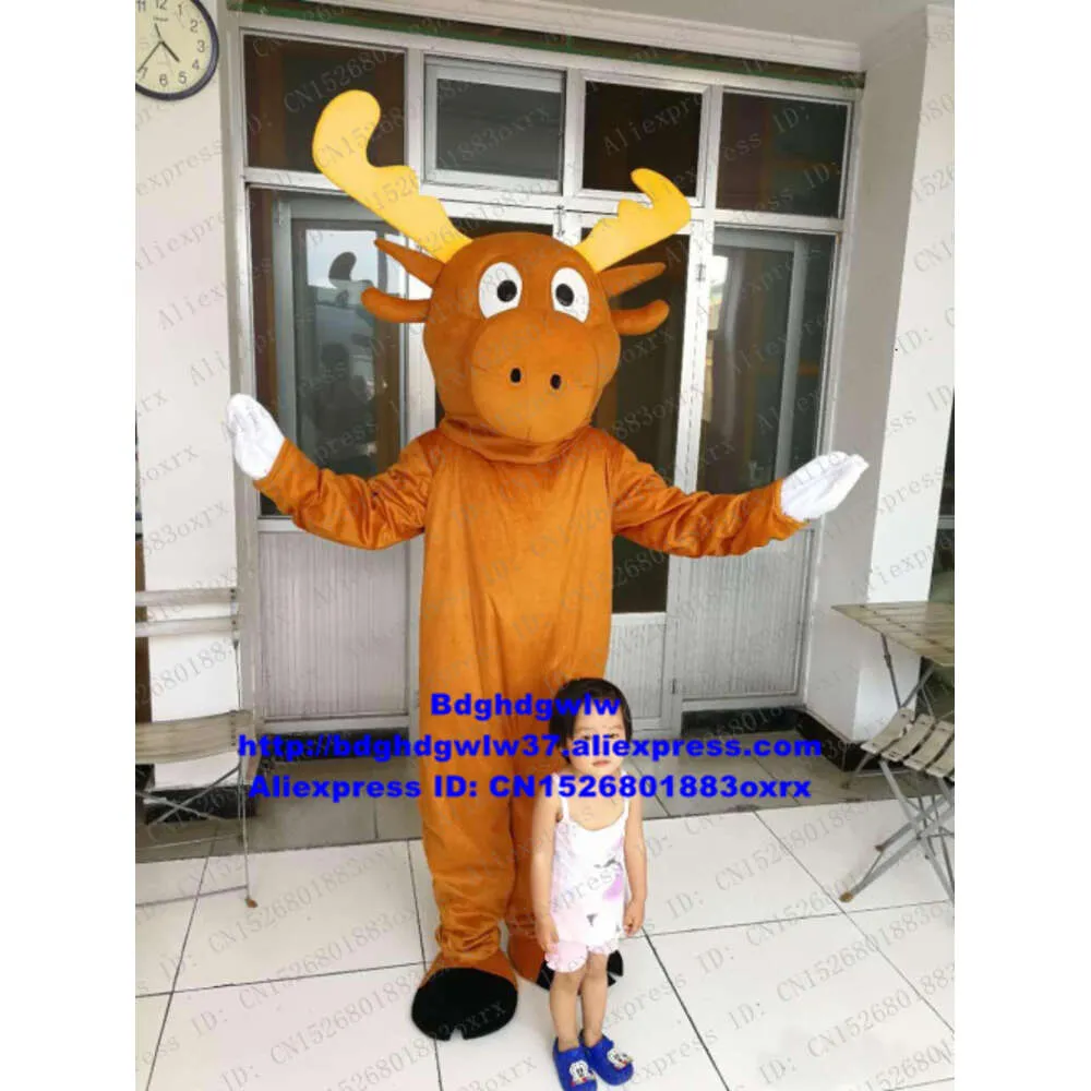 Mascot Costumes Brown Reindeer Moose Elk Wapiti Caribou Alces Deer Mascot Costume Adult Cartoon Character Fancy High-end Family Gifts Zx1673