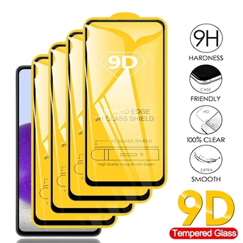 9D Tempererat glasskärmskydd för Xiaomi 11T 10 Pro Redmi Note 11 11Pro 7 8 Pro 9 9S 9A 10T POCO X3 Fullt skyddande glasfilm 10st/låda