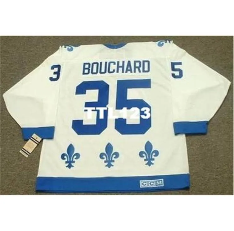 740 35 DAN BOUCHARD Quebec Nordiques 1984 CCM Vintage Home Away Home Hockey Jersey of aangepaste naam of nummer retro Jersey6364243