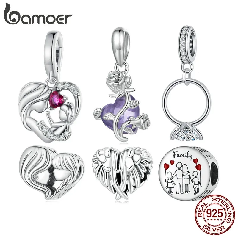 925 Sterling Silber Familien Charms für Armband Mutter und Kind Umarmung Anhänger DIY Zubehör 240226