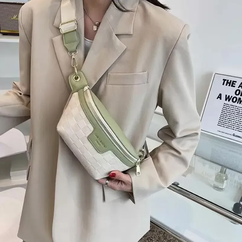 Women Bumbag Designers Elegant Plaid PU Leather – Stylish Crossbody Waist Bag, 26% OFF
