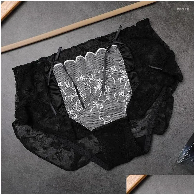 Femmes Femmes Lotus Feuille Sexy Dentelle Pantalon Short De Sécurité Bref Lolita Doux Bowknot Sous-Vêtements Féminins Maille Transparente B Dhaeg