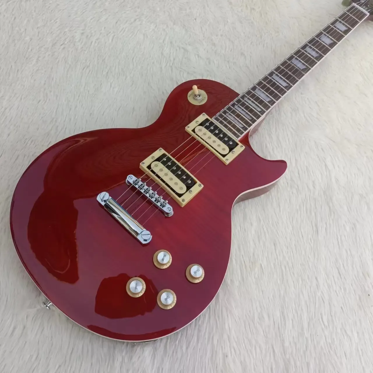 Venda quente de fábrica personalizada guitarra elétrica de 6 cordas com acabamento vermelho brilhante