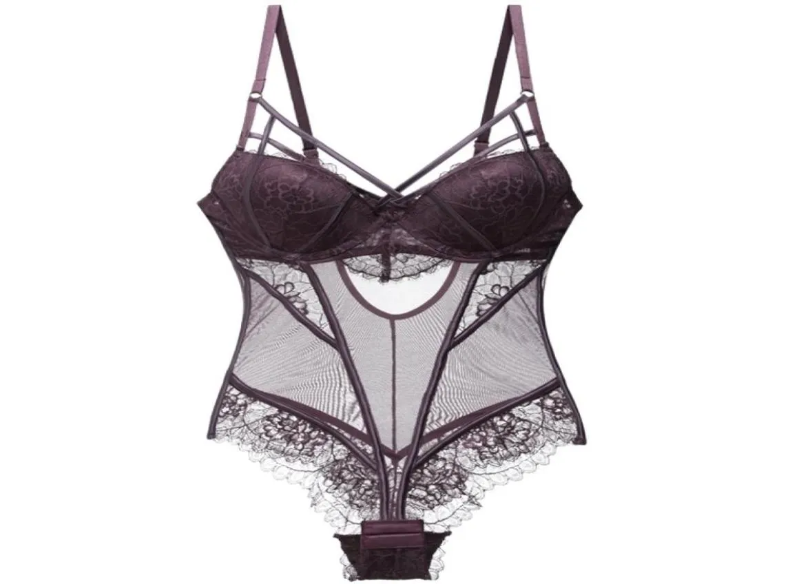 Sexiga bodysuits kvinnor spets underkläder strappy cup skjuta upp blommig vadderad underwire 5 färger Shapewear 2201247251879