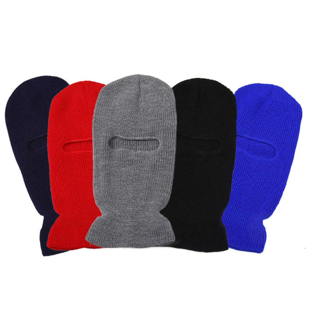 Couverture de chaleur d'hiver, un trou, trois trous, protection coupe-vent, chapeau de moto pour hommes tricoté en acrylique, chapeau de protection des oreilles 591659
