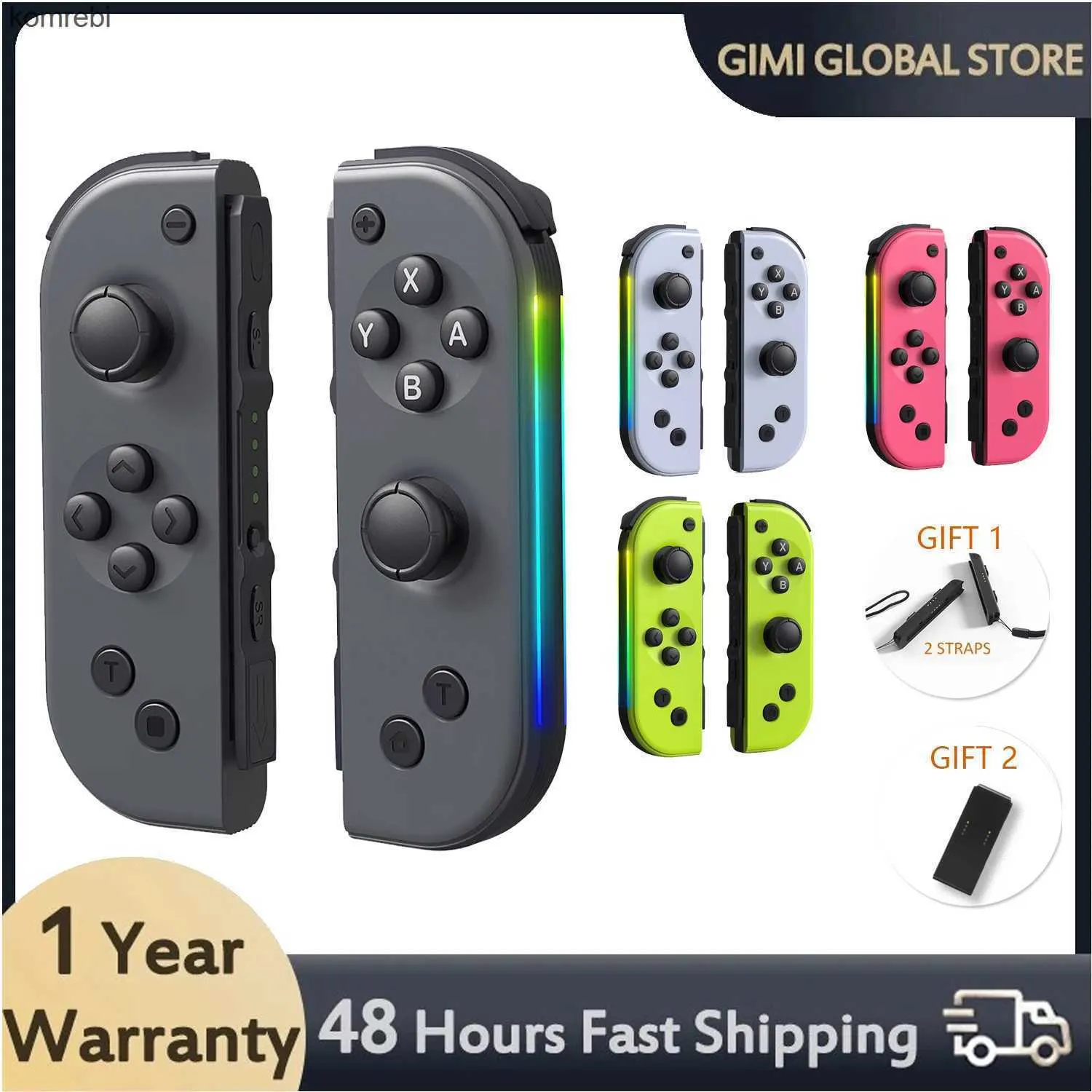 Game Controllers Joysticks JoyPad Switch Controller Lateral Luminescence Joy Cons L/R Compatible for Lite/OLED/Switch Nintend Joycon with Wake-up 24312 L24312