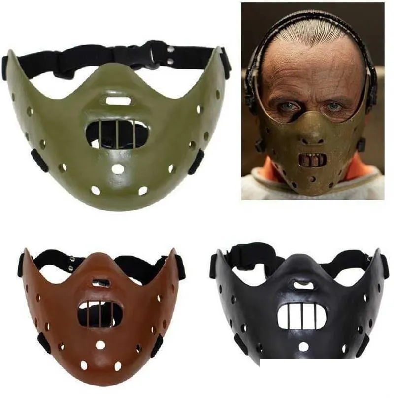 Party Masks Hannibal Horror Scary Resin Lecter The Silence Of Lambs Masquerade Cosplay Halloween Mask 3 Colors Q0806285X Drop Delive Dhgrh
