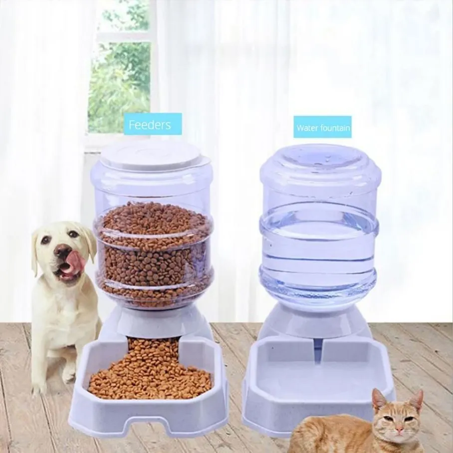 1PC 3 8L Automatyczny karmnik dla zwierząt domowych Kot Picie miski o dużej pojemności wodnej posiadacza żywności Zestaw zaopatrzenia w PET Y200917269P
