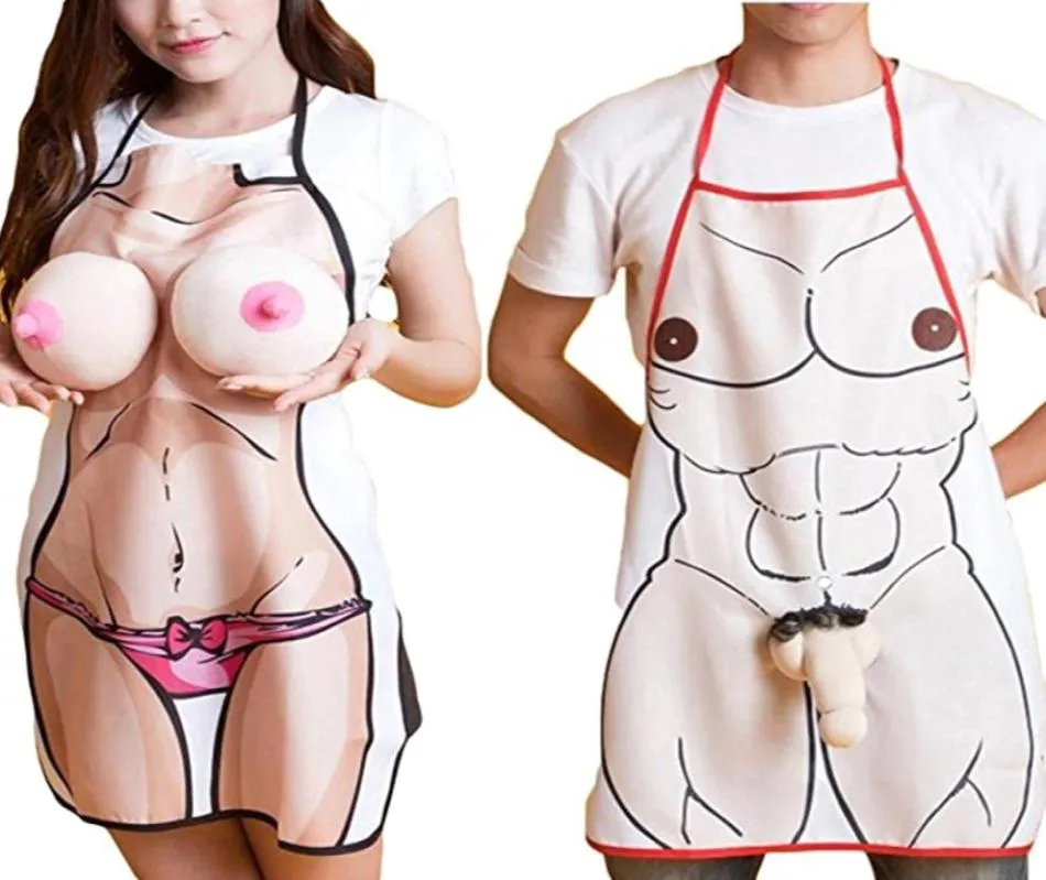 Divertente sexy 3D seno stampato grembiule sexy cucina cucina Delantal partito Avental vestito operato Tablier cucina per l'amante regalo 2010073209466