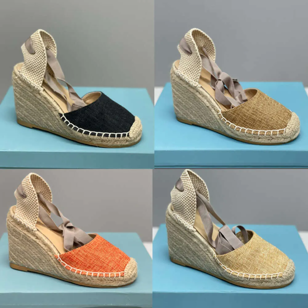 espadrillas sandali zeppe tacchi scarpe da donna firmate sandali con tacchi alti intrecciati sandali estivi con plateau e suola spessa 536