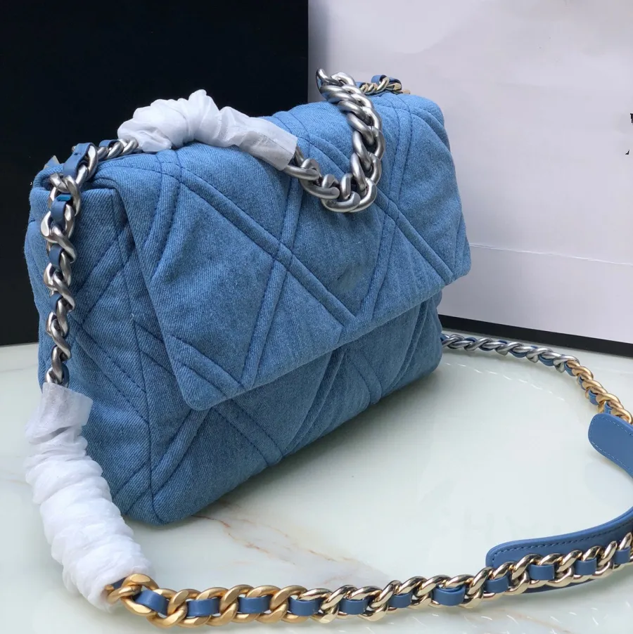 DHgate 10A top denim designer bag Chains bag saddle bag luxurys handbags 30CM large tote bag messenger bag classic flap bag zipper hasp bags for women Gift box packaging flap Bags Luggage Accessor...