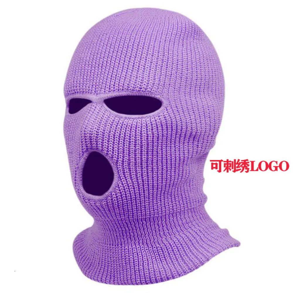 Winter Yuanbao Needle Three Hole Knitted Candy Color Woolen Outdoor Cycling Windproof And Warm Headband Hat 749559