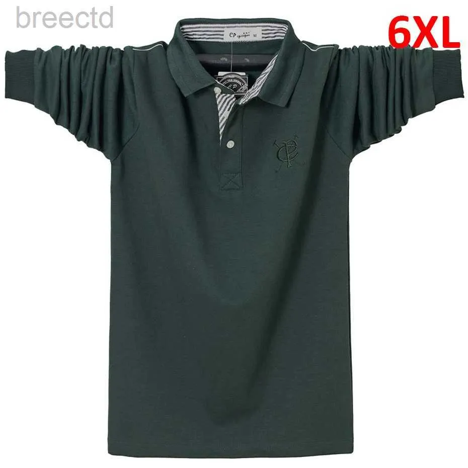 Herenpolo's Poloshirts met mouwen Lentepoloshirt Grote maten 6XL Mode Informeel Effen katoenen polo Zwart Groen Marineblauw ldd240312