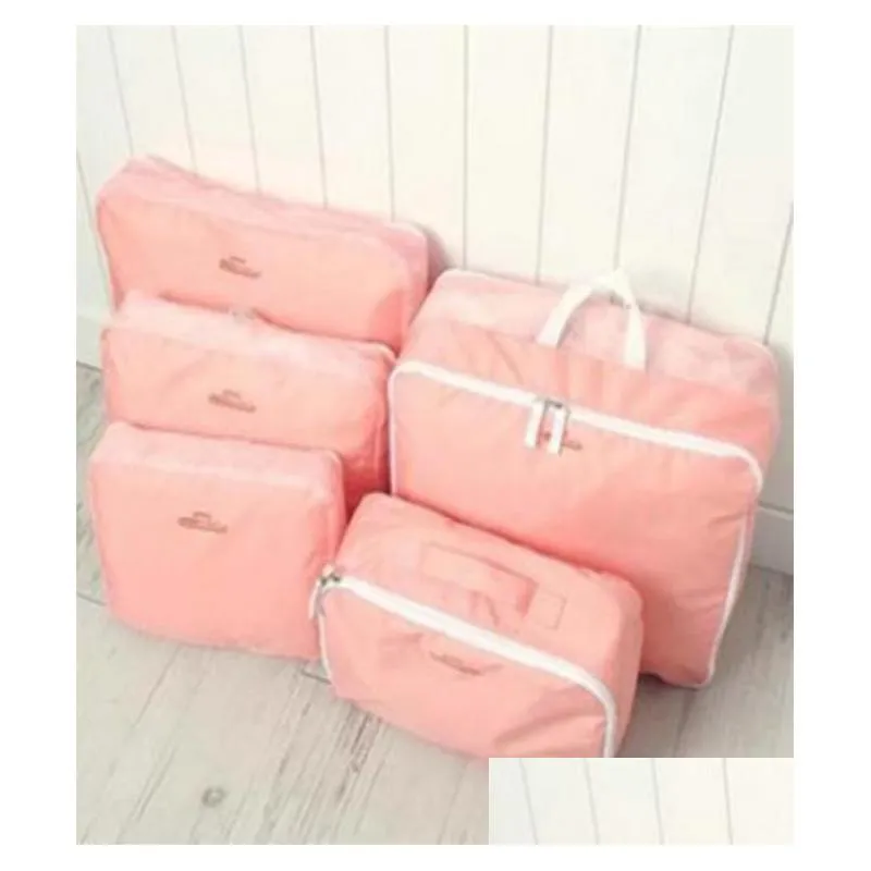 Cosmetic Bags 5Pcs In One Set Large Travelling Storage Bag Lage Clothes Tidy Organizer Pouch Suitcase Cosmetiquera Bolso Bag287Z260931 Ot6Du