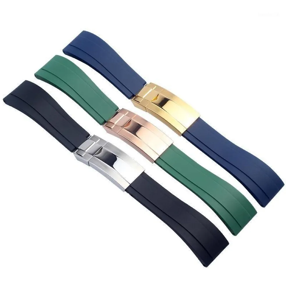 Horlogebanden Hoge Kwaliteit Rubberen Band Voor Polsband 20mm 21mm Zwart Blauw Groen Waterdichte Silicon Horloges Band bracelet273d