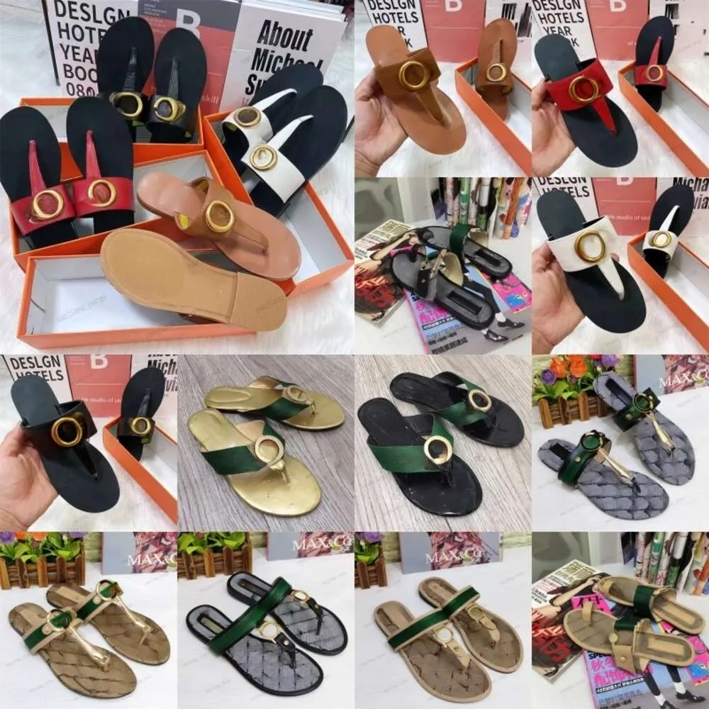 Brev G Buckle Thong Sandals Summer Luxury Classic Men Slippers Red Green Women Rems Flat Beach Slides Slipper Designer Flip Flops Pool Beach Sliders