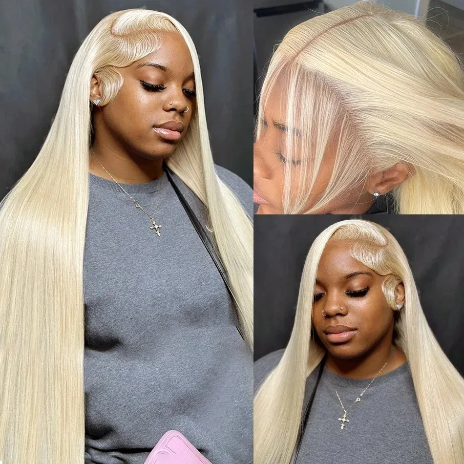 30 32 Inch 13X6 HD Transparent Lace Frontal Straight 613 Blonde ...