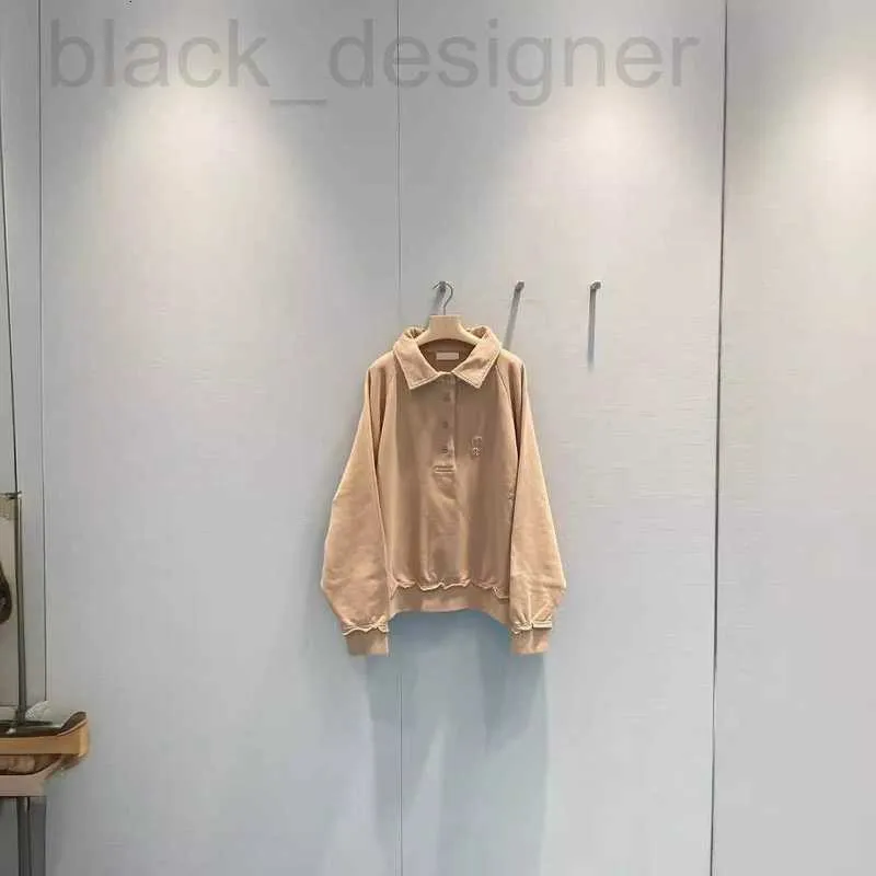 レディースパーカースウェットシャツデザイナーMファミリーのムイフェンレターステッカーピュアコットン長袖Tシャツ2024新しいルーズファッションセット女性用汎用性のあるボトムトップL57F