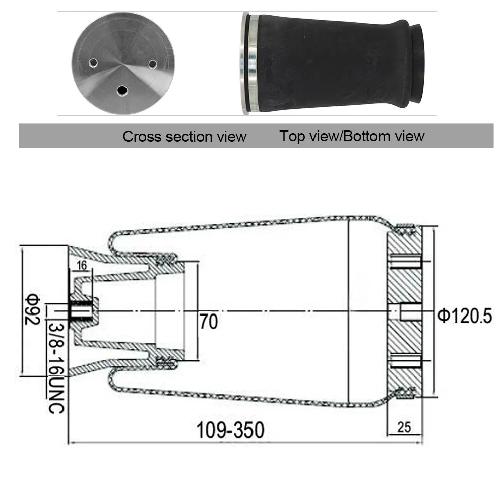 Sac d'absorption des chocs en caoutchouc pour camion à Port unique, suspension à ressorts pneumatiques 1S9000 W21-760-9000