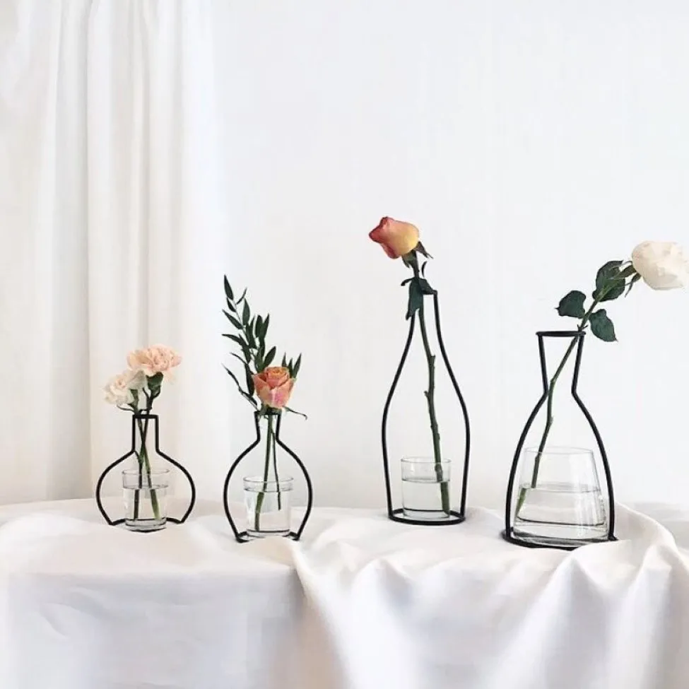 Novo estilo retro linha de ferro flores vaso metal planta titular moderno sólido decoração para casa estilos nórdicos ferro vase282u