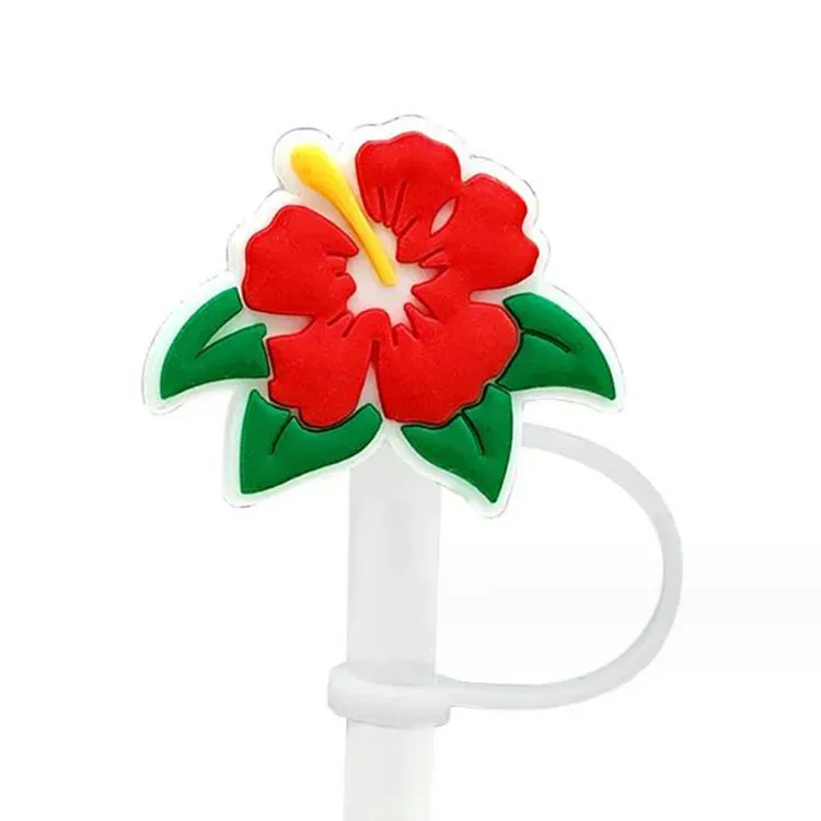 flowers styles straws toppers cover cap colorfuls Pvc straw protection sheath dust plug for 7-8mm drink straws charms