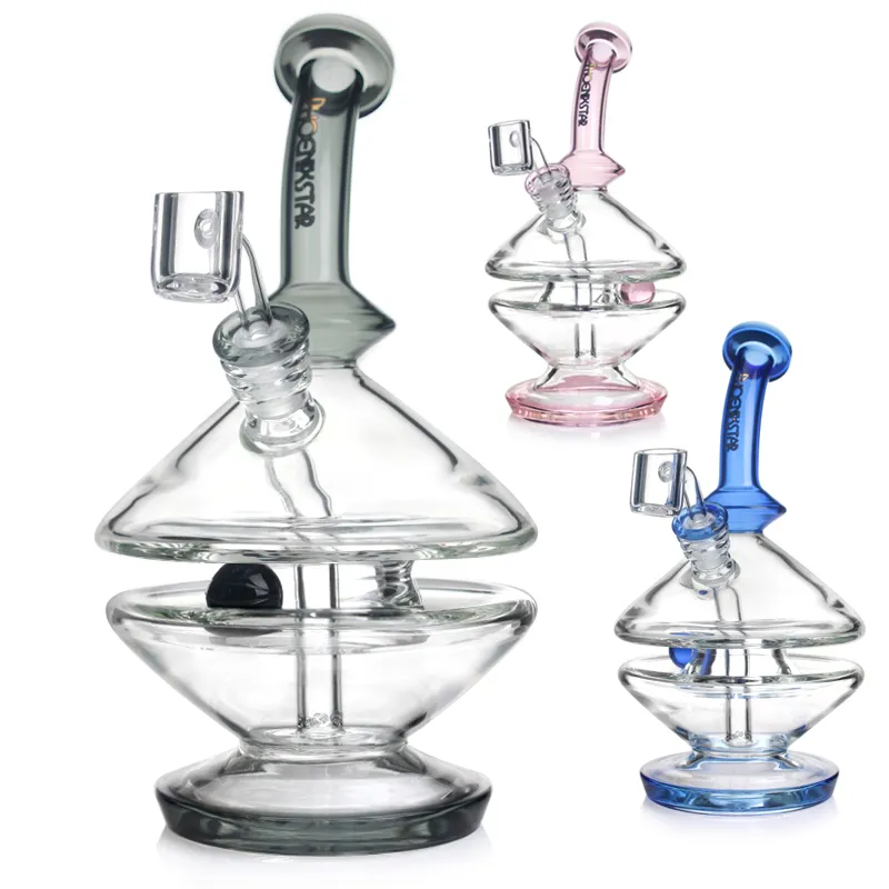 Phoenix 9 '' Bong Glass Vase Shisha Röker Bongs Blandade färger Vattenrör dabbar riggar med en rrotatable kulvattenbongs med kvarts banger