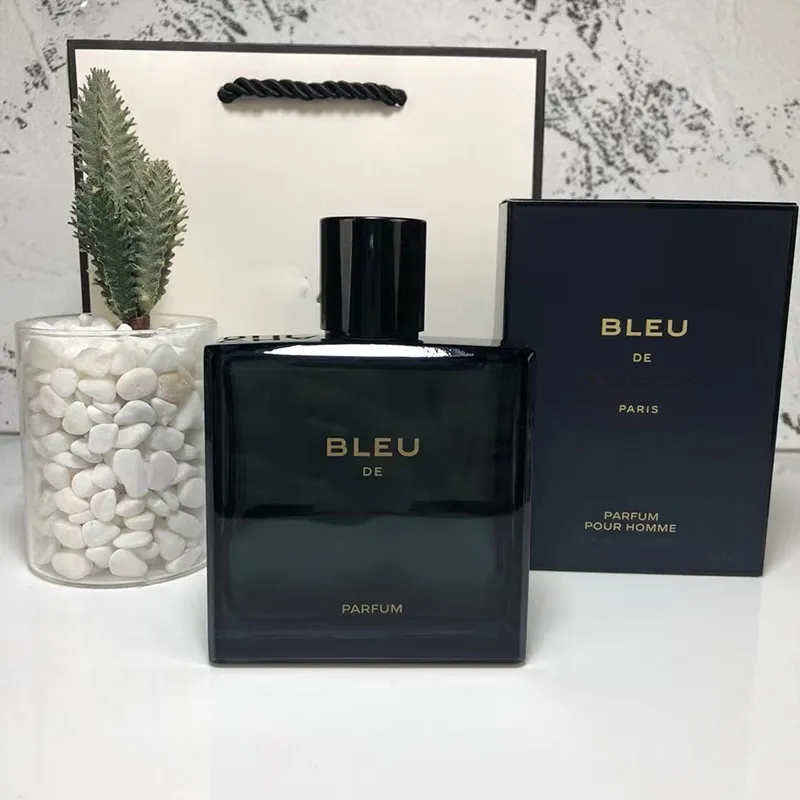 Luxury Perfume Men 100ML Spray Cologne BLEU Male Brand Natural Long Lasting Pleasant Woody Fragrances Sexy Charming Scent for Gift 3.4 fl.oz Wholesale