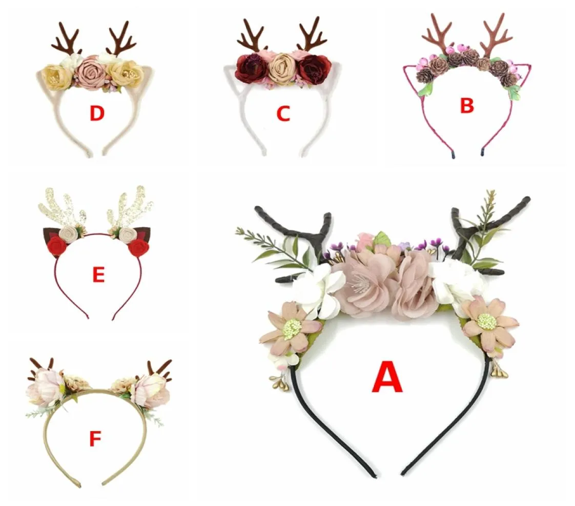 Baby Girl Deer Flower Hair Sticks Kids Girl Birthday Party Headwear Children Christmas New Year Hair 6Styles3081419