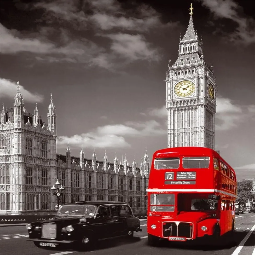 Direktförsäljning Londonbuss med Big Ben CityScape Home Wall Decor Canvas Picture Art Unframed Landscape HD Print målning Arts2886