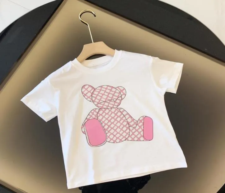 Modedesigner barn skjortor för pojkar flickor tshirts casual hoodie clothe t shirt tryck barn baby spädbarn kort ärm pläd bl7040538