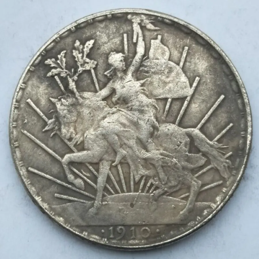 Pièces de monnaie mexicaines 1 peso 1910, 5 pièces, copie antique en cuivre ancien, pièce de monnaie européenne, collection d'art 281x