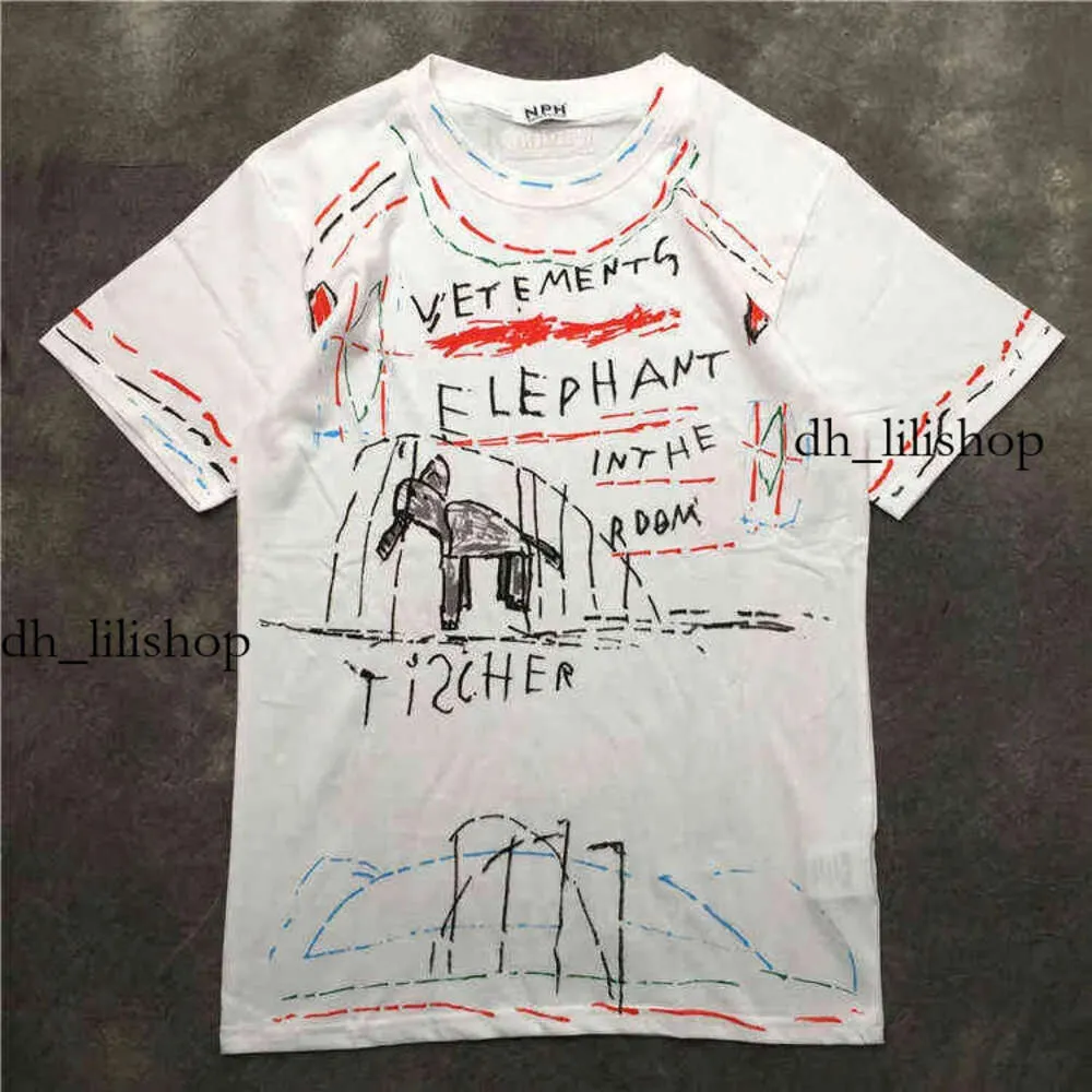 Vetements camiseta de lujo camiseta de gran tamaño hombres Nueva novedad 2024 Hombres VETEMENTS Elephant Graffiti Camisetas Camiseta Hip Hop Skateboard Street C