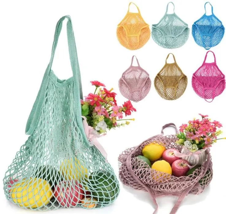 Malha Net Turtle Bag String Shopping Bag Reutilizável Fruit Storage Handbag Totes DHL8076540