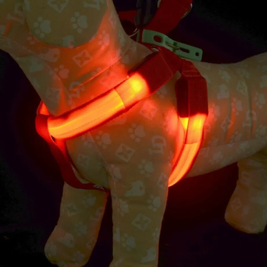 E19 USB rechargerable pet dog harness LED light pet belt luminous dog harness for medium large dogs350p