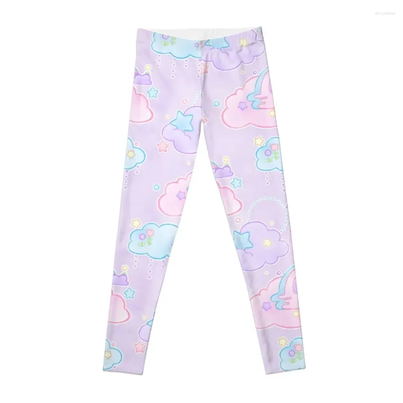 Pantaloni attivi Nuvole da sogno pastello dappertutto - Leggings da jogging da donna in stile Kawaii carino