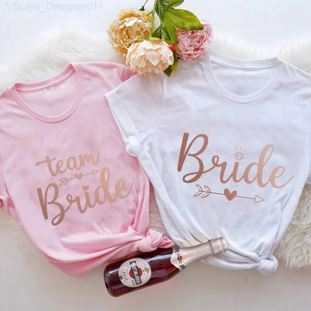 Women's T-Shirt Team Bride To Be T-shirt Bridesmaid White Pink Tops Bridal Wedding Engagement Tshirt Bachelorette Hen Party Tees EVJF T Shirt L24312