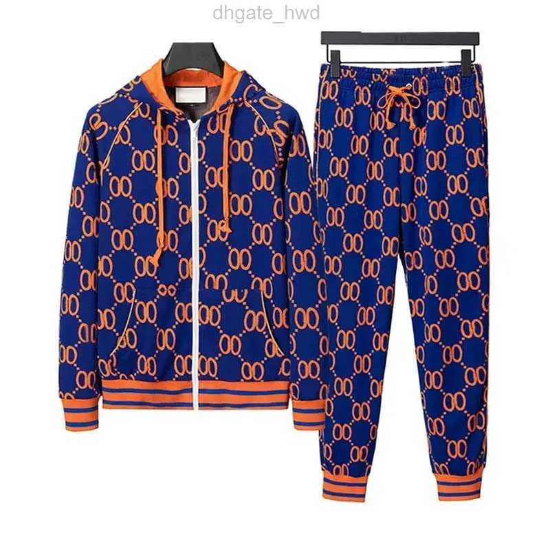 Uomo Lettere completeAbbigliamento Tute Marca uomodonna Felpa con cerniera Maniche lunghe Due pezzi Set Autunno Tuta da jogging Giacche + pantaloni abbigliamento sportivo