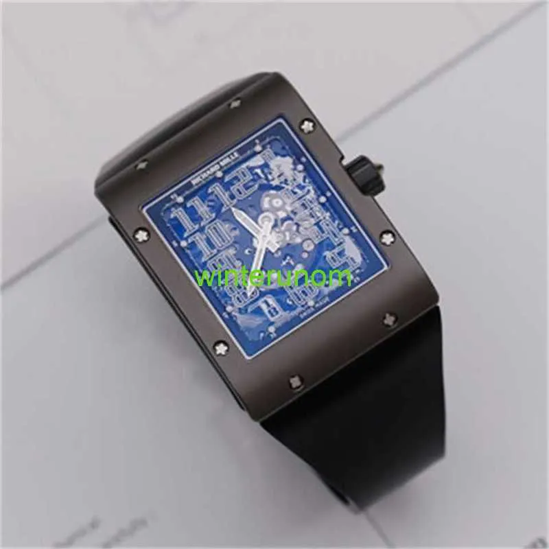 RM Mechanical Watches Richardmills RM016 Men's Watches Titanium Case Full Hollow-out Black Automatic Mechanical Watch 49.80x38.00 mmHBLNLF