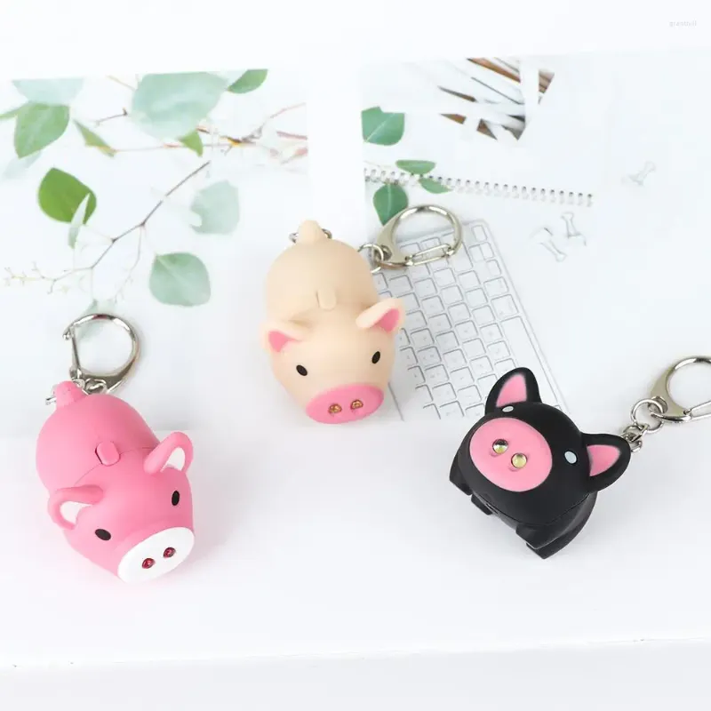 Keychains Portable Mini Torch Pig Form LED Key Chains Ring Holder